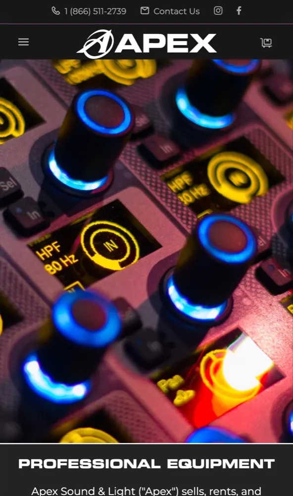 APEX Sound & Light — mobile homepage