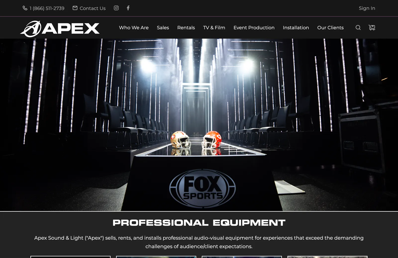 APEX Sound & Light — web homepage